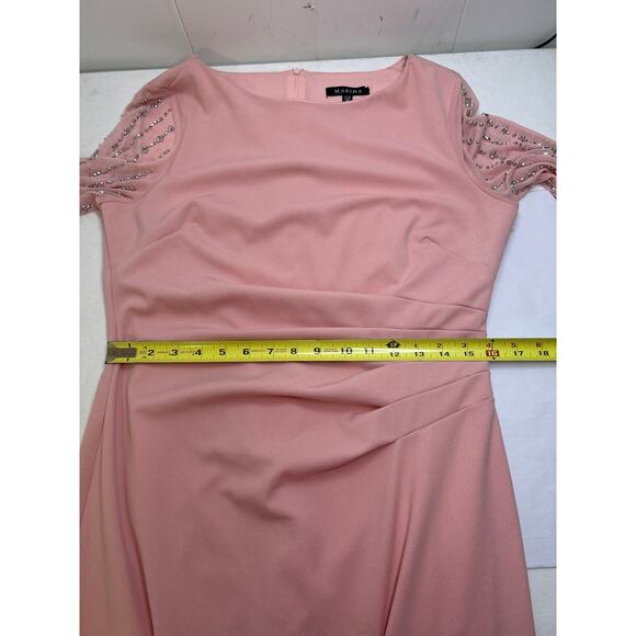 Marina Women's Pink Beaded Long Sleeve Sheath Dress in Size 10 NWT - Picture 7 of 10
